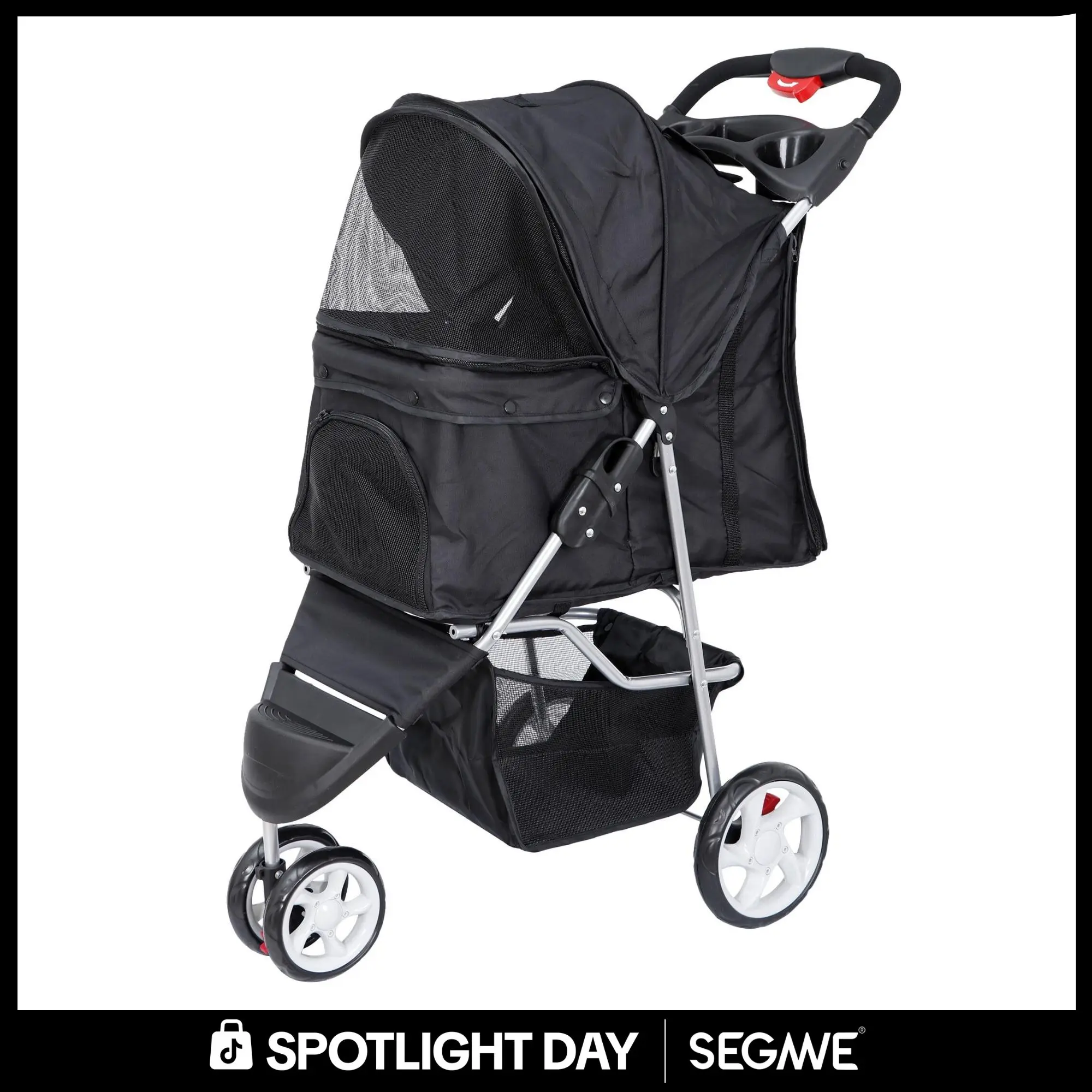 Segawe Foldable 3-Wheel Dog Stroller - Durable Pet Travel Carrier for Dogs  & Cats, Outdoor-Use Stroller with Storage Basket, Stable 3-Wheel Structure  - TikTok Shop