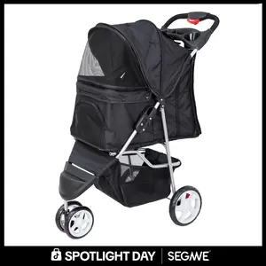 Segawe Foldable 3-Wheel Dog Stroller, Durable Pet Travel Carrier for Dogs & Cats, Outdoor-Use Stroller with Storage Basket, Stable 3-Wheel Structure,summervibes
