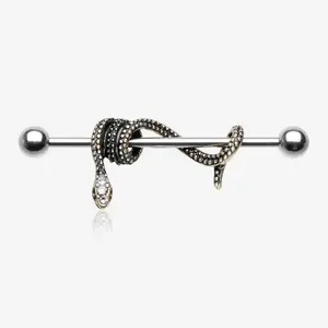 Antique Serpent Snake Sparkle Industrial Barbell