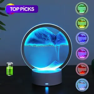 Moving Sand Art Table Lamp, USB LED Craft Quicksand Night Light, Dimmable Moving Hourglass Night Light for Home Bedroom Living Room Decor #TOP PICKS