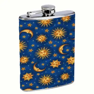 Blue Whimsy Celestial Sun and Moon 8oz Stainless Steel Flask