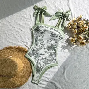 Ladies' Fashion One Piece Double sided Flower Printed Swimsuit