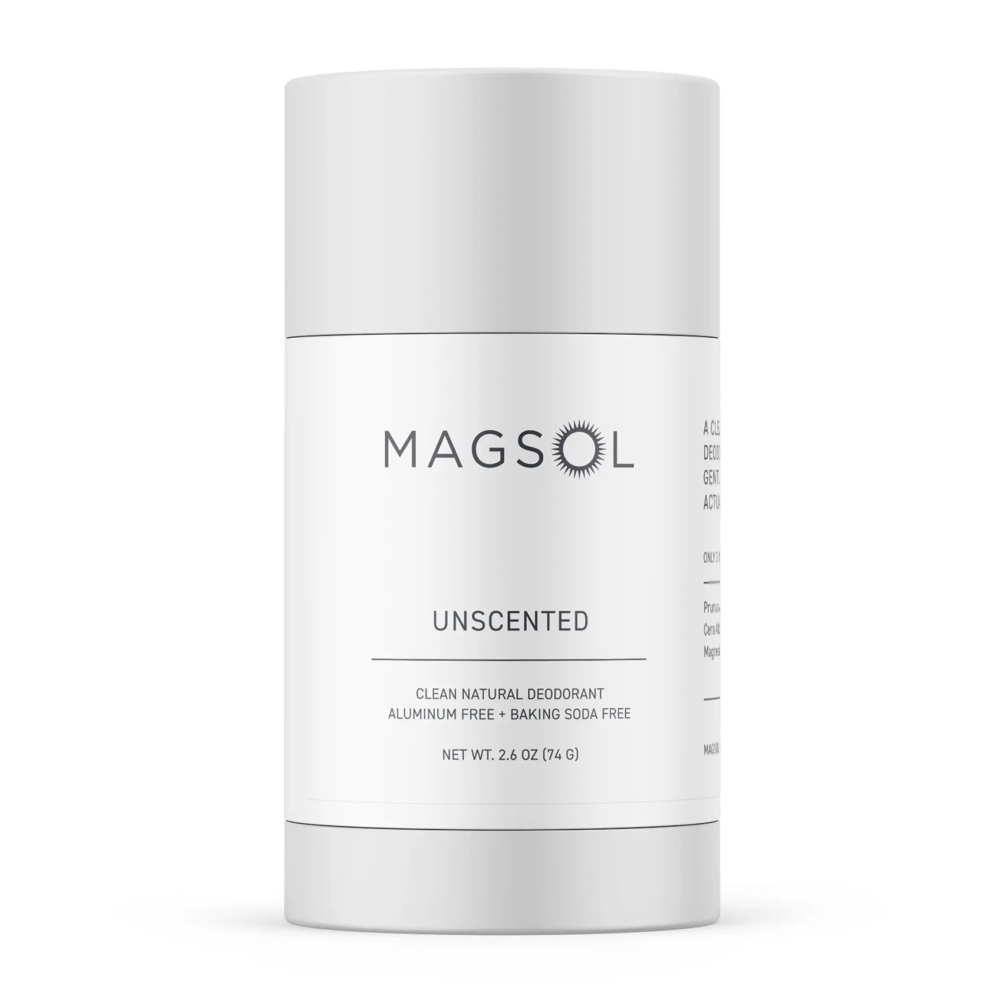 MAGSOL Natural Magnesium Deodorant - Unscented | Aluminum Free and Baking Soda Free