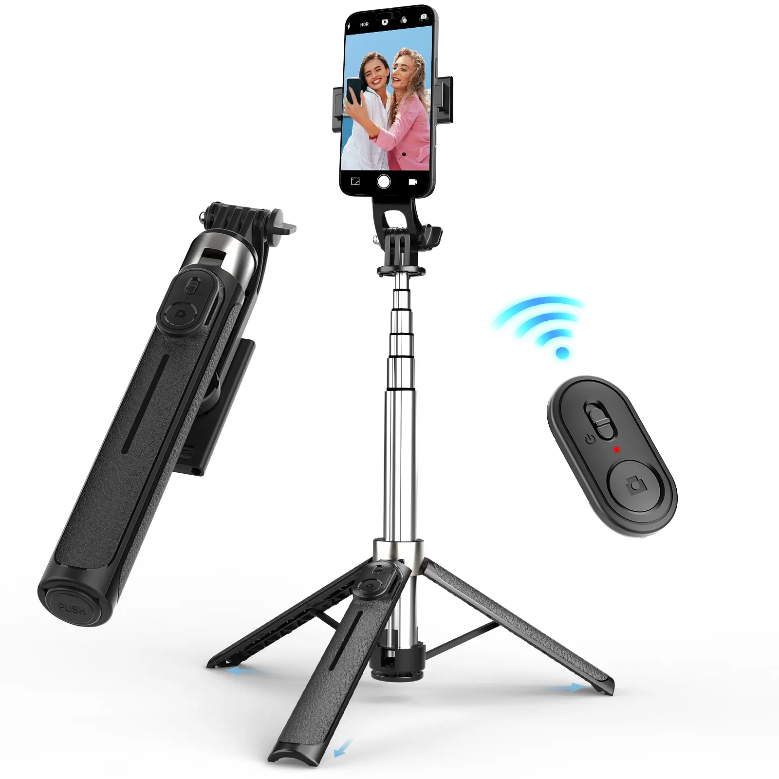 Upgraded Portable Wireless Selfie Stick Tripod with Bluetooth Remote, Enhanced Phone Tripod Stand for Smartphone, Android & iOS for Travel, Vlogging & Selfies TikTokShopBackToSchool