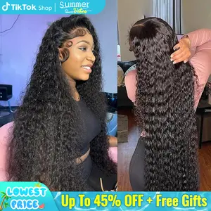 Bling Hair 180 Density 13x4/6 Hd Lace Frontal Wigs Brazilian 34 36 Inch Deep Wave Curly Real Hair Wigs 13x4 Glueless Drawstring Deep Wave Wig For Black Women Preplucked