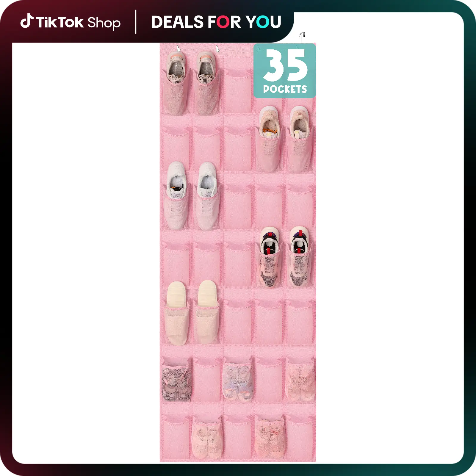 Tiblue Over-The-Door Hanging Shoe Organizer with 35 Mesh Pockets for Closet, Bedroom, Pantry, and Bathroom dealsforyoudays