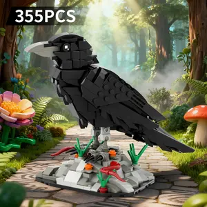 Raven Bird Building Bricks Modular Animals, Bird Crow Art Set, Creative Animal Moc Construction, Gift & Collectible Ornaments