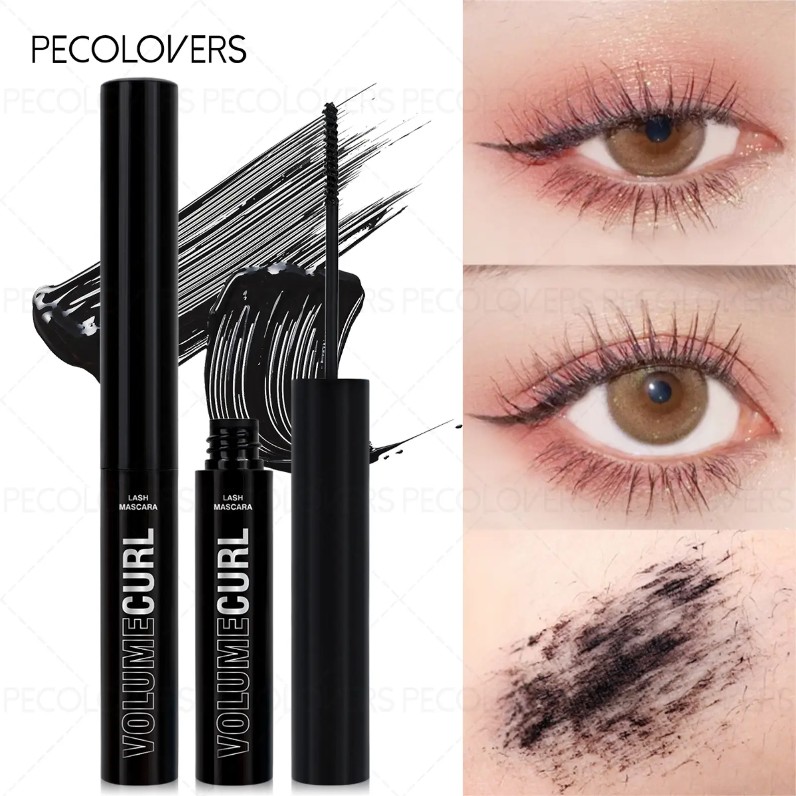 1PC Black Waterproof Mascara - Silky Smooth, 7D Three-dimensional Effect, 24-hour Long-lasting Hold, Makes Eyelashes Curler and Longer, Christmas Gift