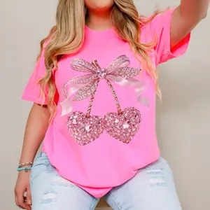 Faux Rhinestone Cherry hearts t-shirt and sweatshirt options unisex fit
