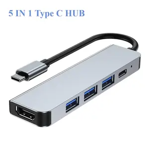 5-In-1 Multiport Adapter, 4K HDMI, 3 USB Ports, Type-C 100w Fast Charging, Laptop & Tablet Charger, Versatile Connectivity Solution