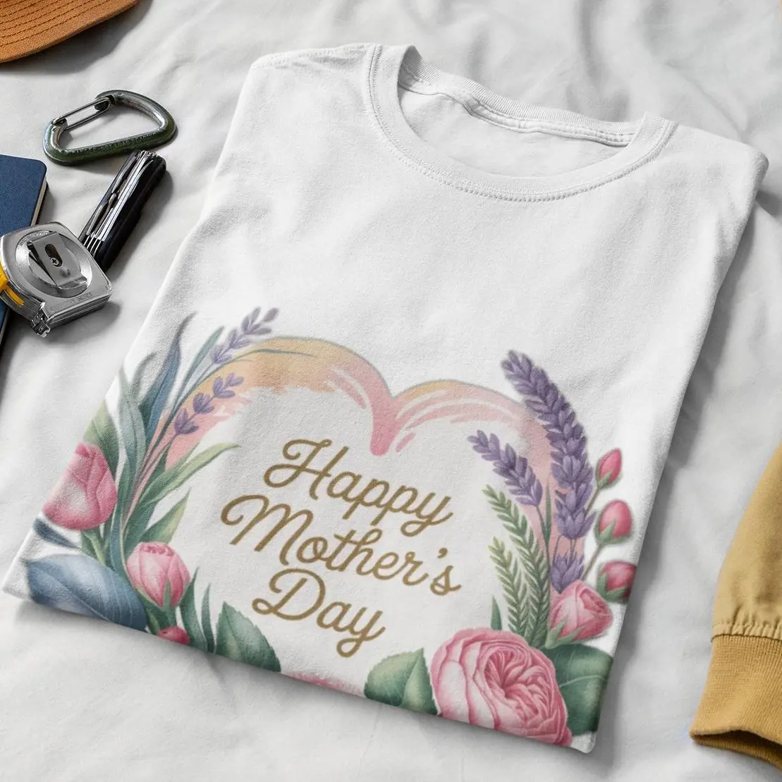 Happy Mothers Day Shirt | Floral Wreath Tee | Mom Gift from Daughter | Rose Lavender Graphic Top for Women