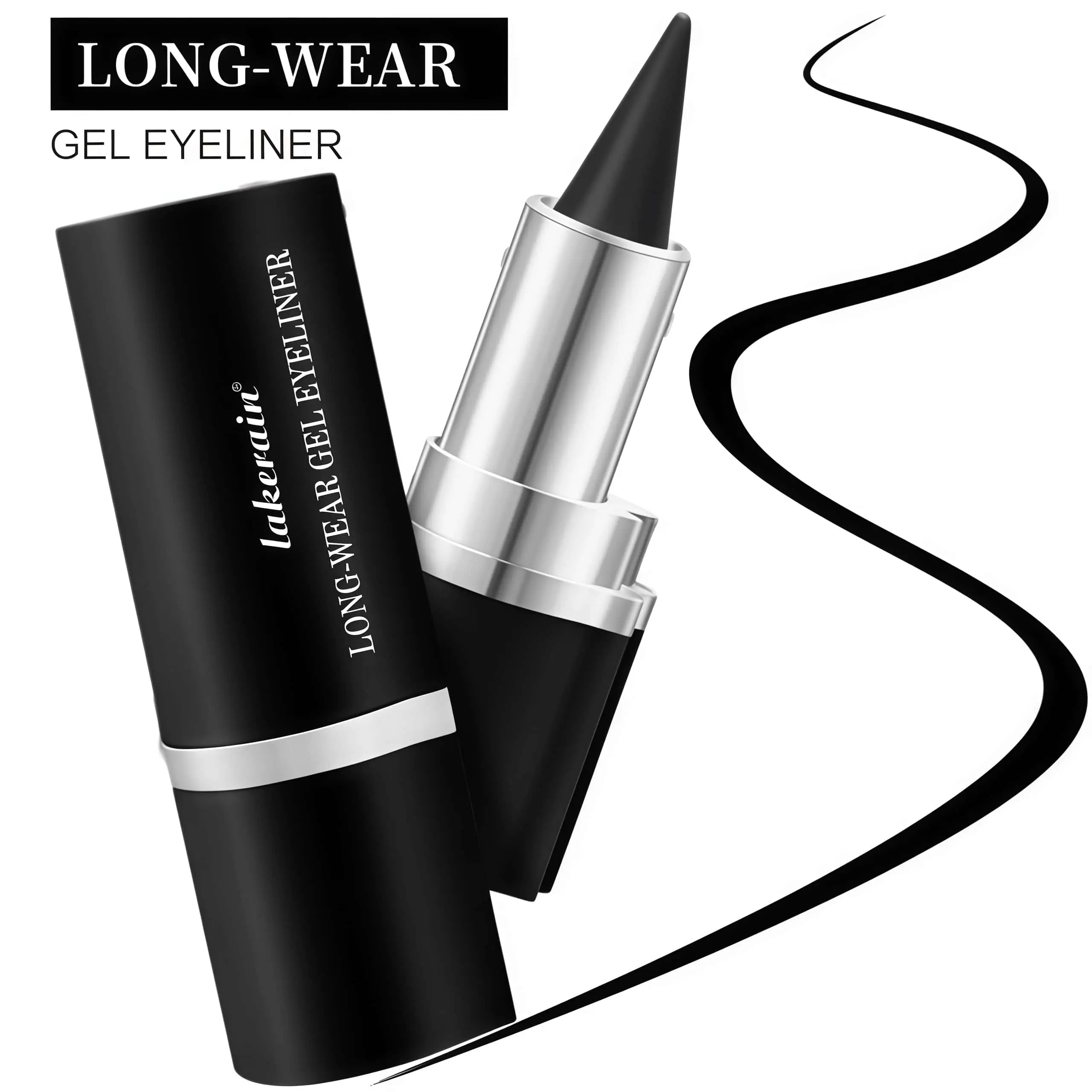 Anti Smudge Waterproof Gel Eyeliner, Ultra Black Quick Setting Long Wear Professional Eye Makeup