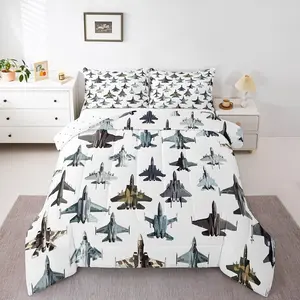 Feelyou Camouflage Military Fighter Jet Comforter Set - Bedroom Bedding Set for Youth Men