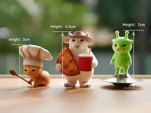 Viral Alien Cat Meme Figurine - Grr-Inspired Flocked Cowboy Ornaments, Cute Collectible Desk Decor Gift for Cat Lovers, Spring Glow Up Outdoor Collectible Articulating Miniatures