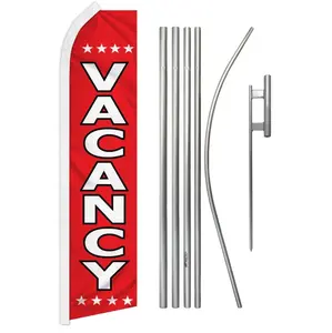 11.5x2.5ft Curved Advertising Flag & Banner Complete Kit, Polyester Material, Steel-Aluminium Pole Included, Home & Festive Party Backdrop Supply