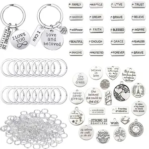 286 pieces of jewelry and keychain making kit - with 41 pendants, 45 keychains, and 200 jump rings DIY keychain earrings necklace bracelet suitable for all levels of craftsman gifts