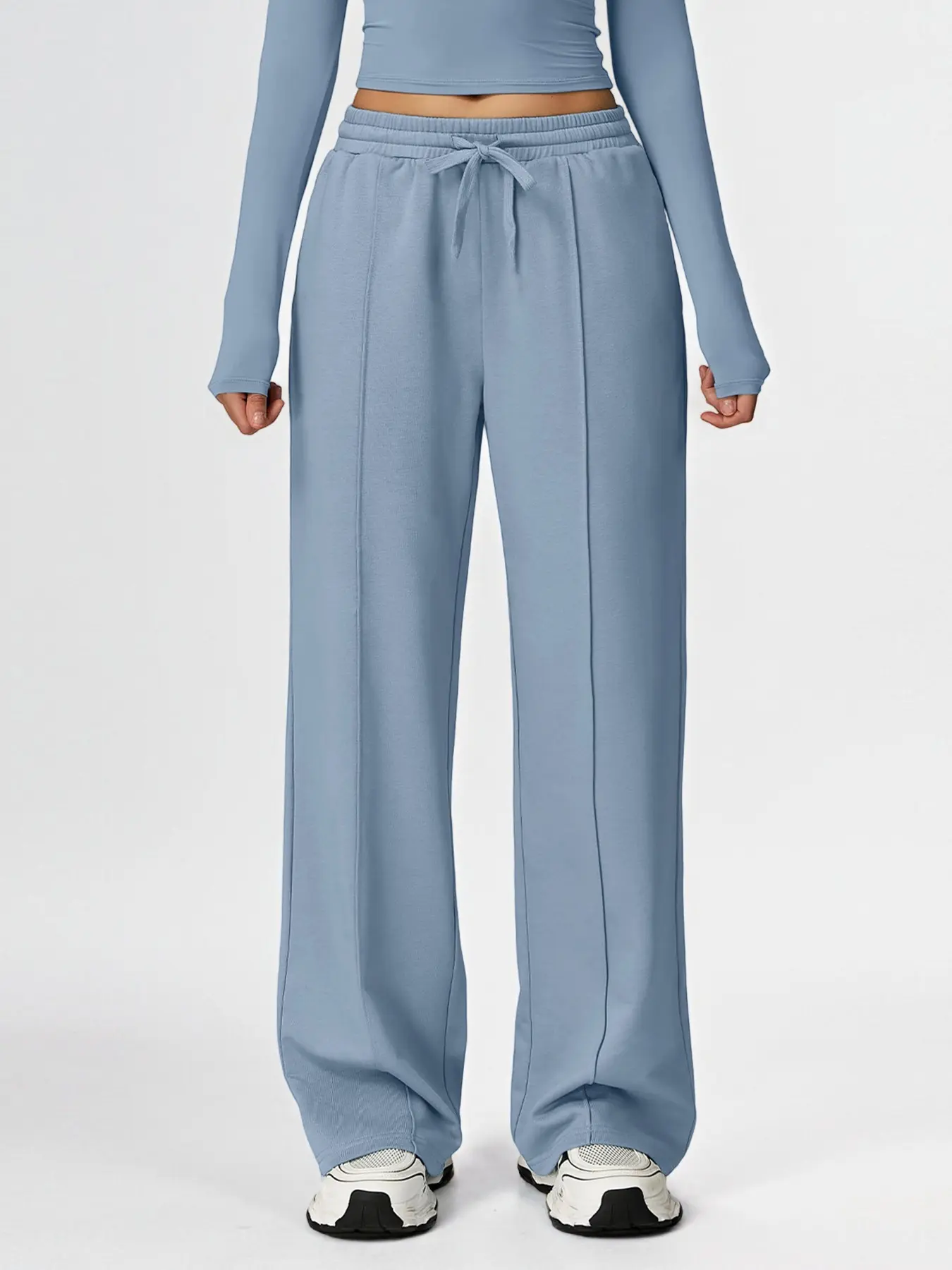 Women's high waist loose sports pants with drawstring design, slim straight leg casual trousers, outdoor running casual sports sweatpants, Casual Street Sweatpants, High Waisted Sweatpants, Sporty Casual Sweatpants, Sports Pants Sportswear, Sports Bottoms