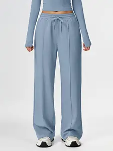 Women's high waist loose sports pants with drawstring design, slim straight leg casual trousers, outdoor running casual sports sweatpants, Casual Street Sweatpants, Sports Pants Sportswear, Sports Bottoms