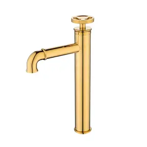 Karon Luxury Modern Single Hole Gold Bathroom Wash Basin Mixer Faucet with Ceramic Valve Core Deck Mounted