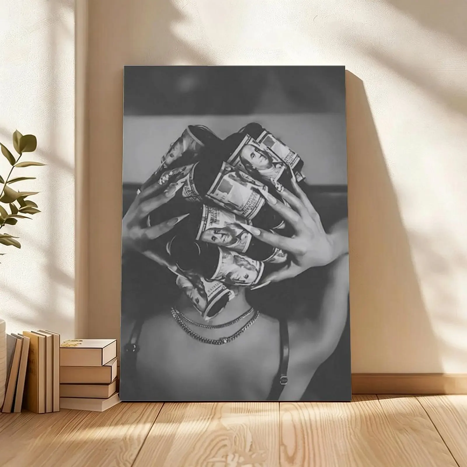 Black and White Black Woman Wall Art, Trendy Girly Bedroom Wall Decor Girl Art Print, Fashion Trendy Poster, Money Art, Modern Woman Art for Home or Office Decor Wall Art Painting Wall Art Decoration