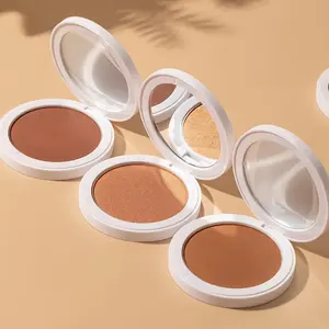 Travel Size Bronzer Compact With Built-In Mirror Matte Shimmer Dual Shades For Natural Sun Tan Glow makeup  stack