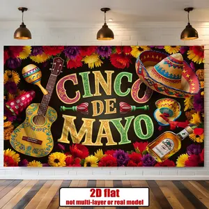 Summervibes Single Piece 2D Flat Banner, Cinco De Mayo Themed Background, Reusable Party Decoration Supplies, Wall Hanging Backdrop, Event Backdrop for Birthday Party & Home Decor, Printable,summervibes