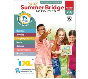 Summer Bridge Activities 7th to 8th Grade Workbooks All Subjects, Middle School Books With Math, Language Arts, Reading Comprehension, Science, Social Studies, Fitness, Flash Cards, and More
