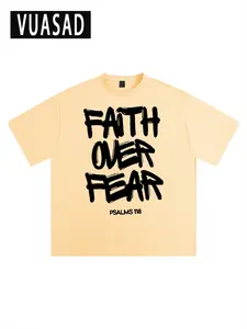 100% Cotton Casual Vintage Bible Verse Half Sleeve Faith Theme Oversized Trendy T-Shirt, Loose Fit Long Top Without Zipper