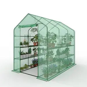 Greenhouse for Outdoor Gardening, 85"x56"x77" Heavy Duty Walk-in, 6 Shelves, UV-Resistant Weatherproof Plant Tent, Mesh Vent Windows, Easy Assembly, Anchored Base