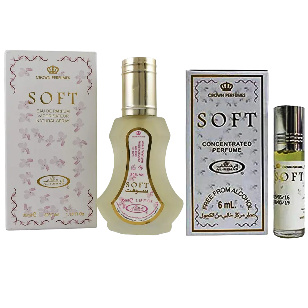 (2pc Bundle Pack) Soft - 35ml Perfume Spray + 6ml Roll-On Oil by Al-Rehab