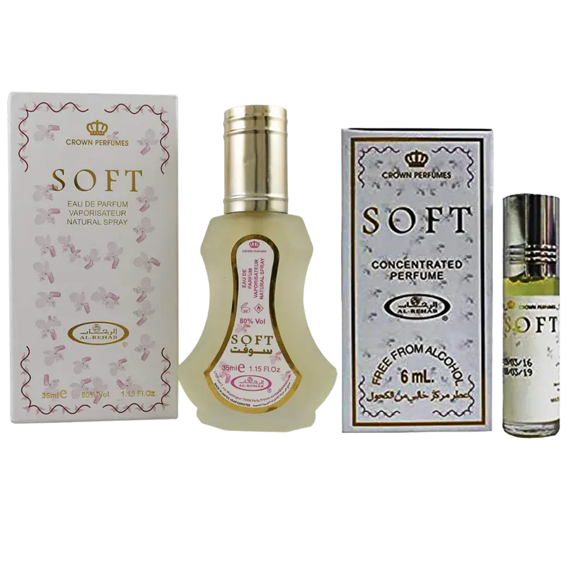 (2pc Bundle Pack) Soft - 35ml Perfume Spray + 6ml Roll-On Oil by Al-Rehab