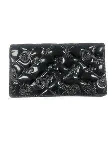Pre-owned CHANEL Patent Leather Small Leather Goods Black Charms Long Wallet CN26051002