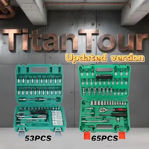 53/53+12 upgraded version/46PCS tool set, automotive repair mechanical tool kit and household mechanical tool kit, car and bicycle repair tools, ratchet torque wrench screwdriver socket combination tool set