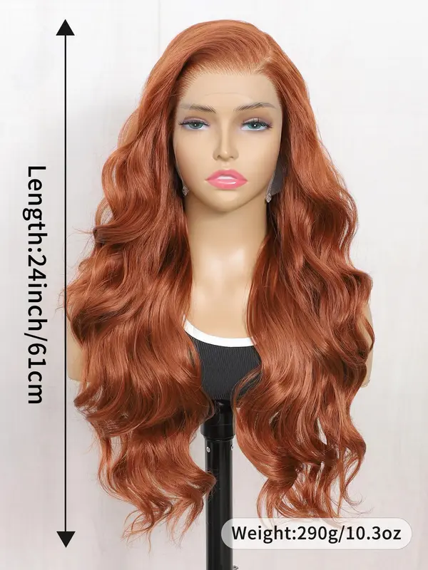 24 Inch Burgundy/Ginger Long Body Wavy Wigs for Women 