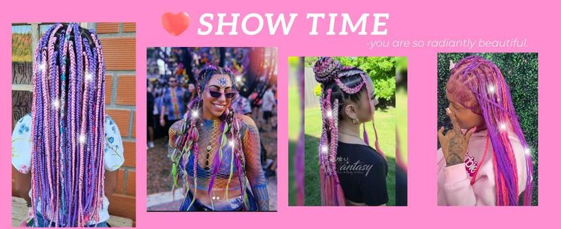 Tinsel Fashion Braiding Hair Pre stretched Magenta Pink Braiding Hair for Glitter Braids Festival Braids