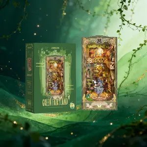 Green Wild Sanctuary 3D Wooden DIY Mini House Kit, Creative Wooden DIY House Set Book, Suitable for desktop decoration, Creative birthday and holiday gifts Miniature Nook
