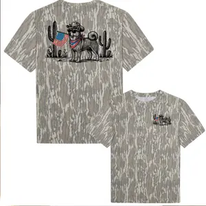 USA Flag Cowboy Dog Graphic Camo Shirt Hunting Style T-Shirt Sweatshirt Hoodie Patriotic Outdoor Vintage Streetwear Gift