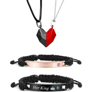 Couple Gifts Valentines Day Gifts for Her Him Matching Necklace Bracelets for Couples Gifts Heart Necklace Valentines Accessories