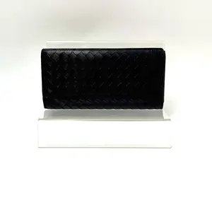 Pre-owned Bottega Veneta As Shown Clutches & Wristlets 155 Intrecciato black leather long Wallet 26.02.05 SH