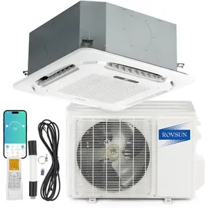 12000 BTU Smart WIFI Ceiling Cassette Ductless Mini Split AC/Heating System with Inverter, 24 SEER2 Concealed Ceiling Cassette Air Conditioner , Pre-Charged Condenser, Heat Pump & Installation