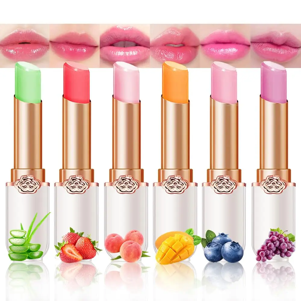 Fruit Color Changing Lipstick Set,Nourishing Magic Lipstick, 6pcs | Long-Lasting Comfort ,Personalized Shade,Deep Hydration,Fresh Looks,Natural Glow,Fruit-Flavored, Nourishing Formula