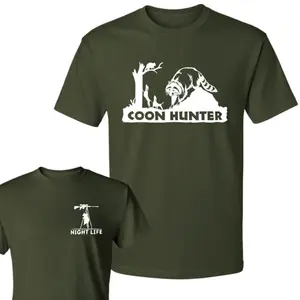 Night Life Coon Hunter T-Shirt, Raccoon Hunting Dog Tee, Funny Night Hunting Shirt, Outdoor Hunter Graphic Tee, Wildlife Hunting Apparel Gift