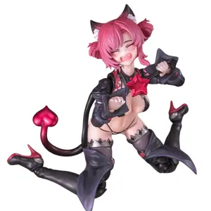 Anime Girls Figures with Cat Tail PVC Mecha Musume Completed Model Kit 6.5 inch 1/12 with 4 Replacement Faces