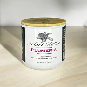 Aolani Kailee Plumeria Soy Coconut Wax 3 Wick Candle 16oz Natural Blend Scented Candle.