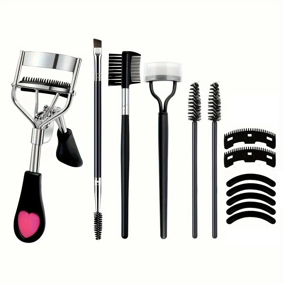 Eyelash Curling Tools Set (13pcs/set), Beauty Lash Curler, Eyelash Curler & Silicone Pad & Eyelash Brush & Eyelash Steel Comb & Spiral Comb, Eyelash Extension Tool for Women, Eyelash Curlers Pad
