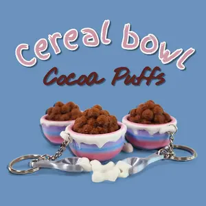 Cocoa Puff Clicker Keychain | Cute Cereal Fidget Toy, Sensory Clicker, Kawaii Bag Charm, ASMR Desk Toy