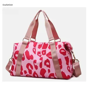 Black & White Leopard Print Duffel Bag, Vintage Y2K Crossbody Shoulder Bag, Large Capacity Casual Travel Storage Bag for Women Daily & Outdoor Use