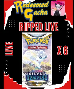 6x Pokémon TCG Silver Tempest Booster Packs - Ripped LIVE