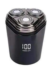 Black Waterproof Electric Shaver for Men - Comfortable Compact Waterproof Portable Smart Skull Shaver Cordless Body Trimmer with Loomy Design