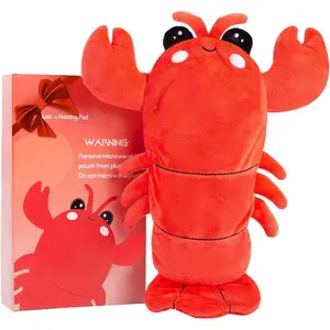 3C9--MPP014  Microwavable Heating Pad for Period Cramps, Cuddly Warming Pillow, Cute Lobster Plush Stuffed Animal Menstrual Heating Pad for Girls Unique Valentine's Day Funny Gifts for Girlfriend Daughter Mom